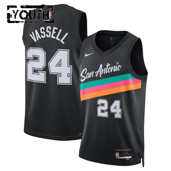 Camiseta San Antonio Spurs Devin Vassell City Edition 2025-26 Negro Swingman para Niño