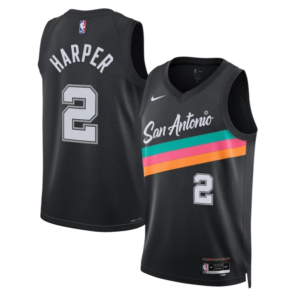 Camiseta San Antonio Spurs Dylan Harper City Edition 2025-26 Negro Swingman para Hombre