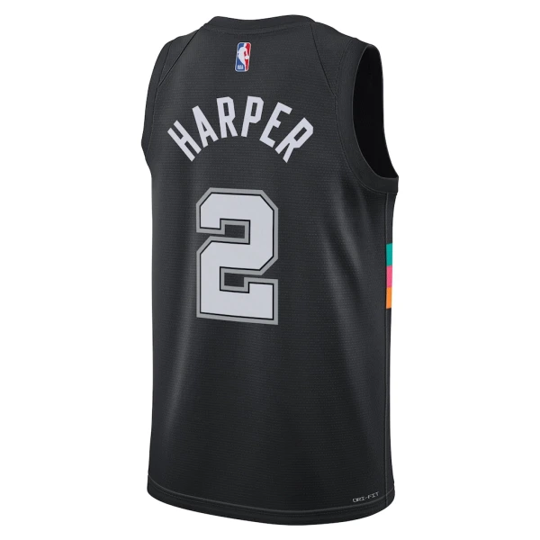 Camiseta San Antonio Spurs Dylan Harper City Edition 2025-26 Negro Swingman para Hombre