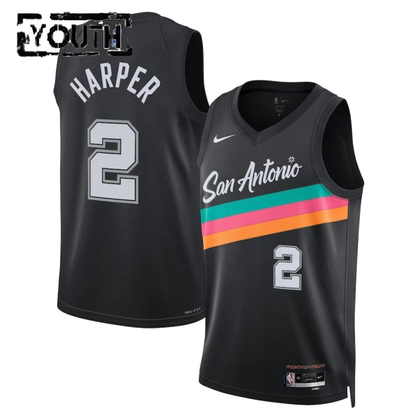 Camiseta San Antonio Spurs Dylan Harper City Edition 2025-26 Negro Swingman para Niño