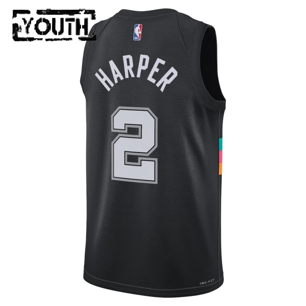 Camiseta San Antonio Spurs Dylan Harper City Edition 2025-26 Negro Swingman para Niño