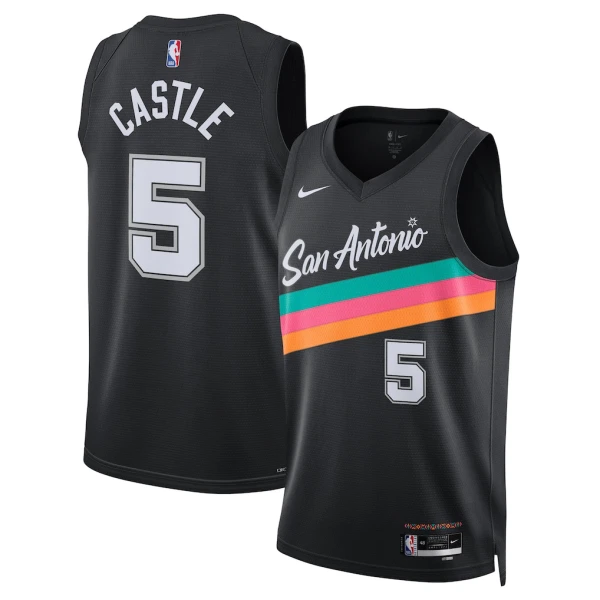 Camiseta San Antonio Spurs Stephon Castle City Edition 2025-26 Negro Swingman para Hombre