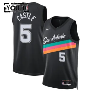 Camiseta San Antonio Spurs Stephon Castle City Edition 2025-26 Negro Swingman para Niño Camiseta San Antonio Spurs Stephon Castle City Edition 2025-26 Negro Swingman para Niño