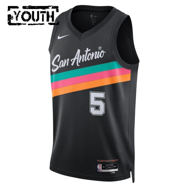 Camiseta San Antonio Spurs Stephon Castle City Edition 2025-26 Negro Swingman para Niño