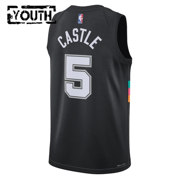 Camiseta San Antonio Spurs Stephon Castle City Edition 2025-26 Negro Swingman para Niño