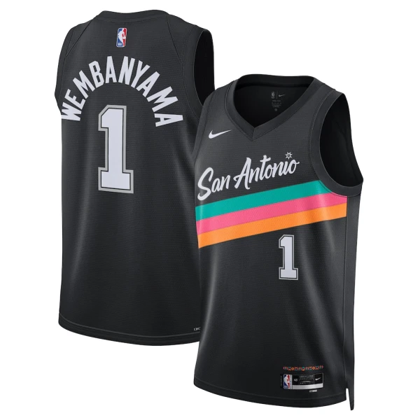 Camiseta San Antonio Spurs Victor Wembanyama City Edition 2025-26 Negro Swingman para Hombre Camiseta San Antonio Spurs Victor Wembanyama City Edition 2025-26 Negro Swingman para Hombre