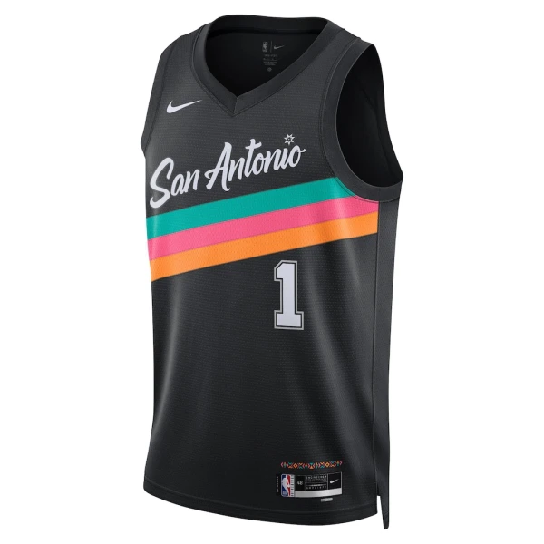 Camiseta San Antonio Spurs Victor Wembanyama City Edition 2025-26 Negro Swingman para Hombre