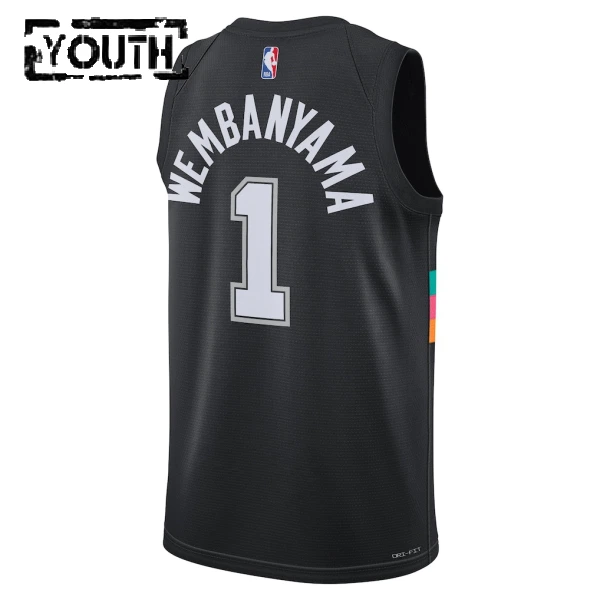 Camiseta San Antonio Spurs Victor Wembanyama City Edition 2025-26 Negro Swingman para Niño