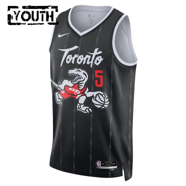 Camiseta Toronto Raptors Immanuel Quickley City Edition 2025-26 Negro Swingman para Niño