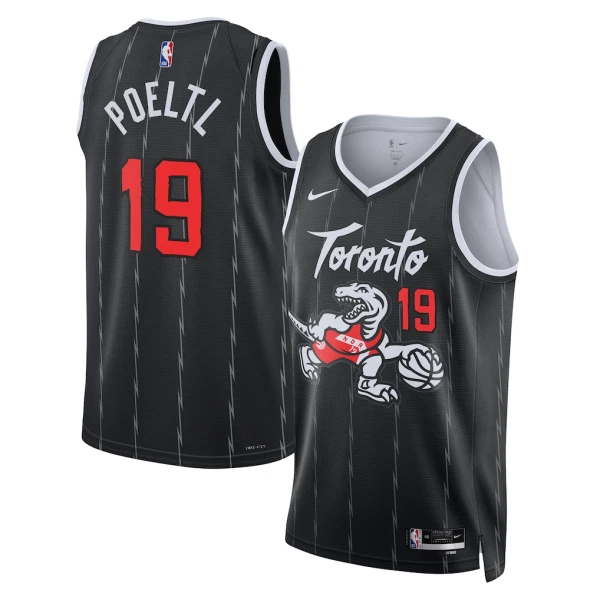 Camiseta Toronto Raptors Jakob Poeltl City Edition 2025-26 Negro Swingman para Hombre