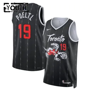 Camiseta Toronto Raptors Jakob Poeltl City Edition 2025-26 Negro Swingman para Niño