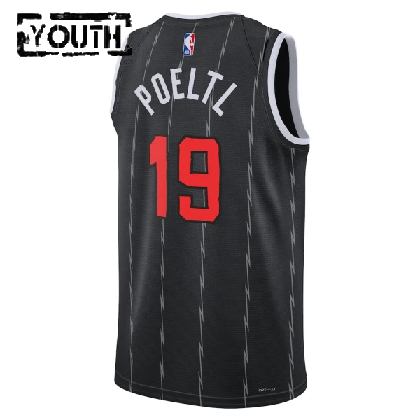 Camiseta Toronto Raptors Jakob Poeltl City Edition 2025-26 Negro Swingman para Niño