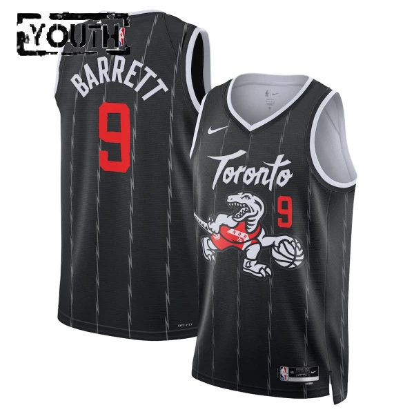 Camiseta Toronto Raptors RJ Barrett City Edition 2025-26 Negro Swingman para Niño Camiseta Toronto Raptors RJ Barrett City Edition 2025-26 Negro Swingman para Niño