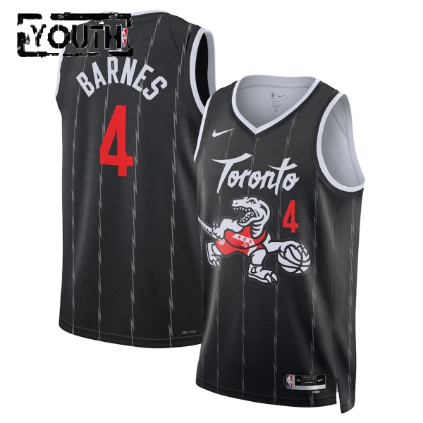 Camiseta Toronto Raptors Scottie Barnes City Edition 2025-26 Negro Swingman para Niño