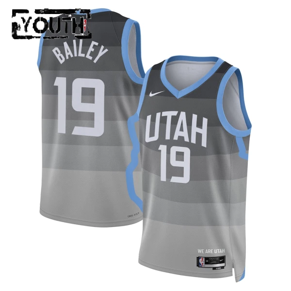 Camiseta Utah Jazz Ace Bailey City Edition 2025-26 Gris Swingman para Niño