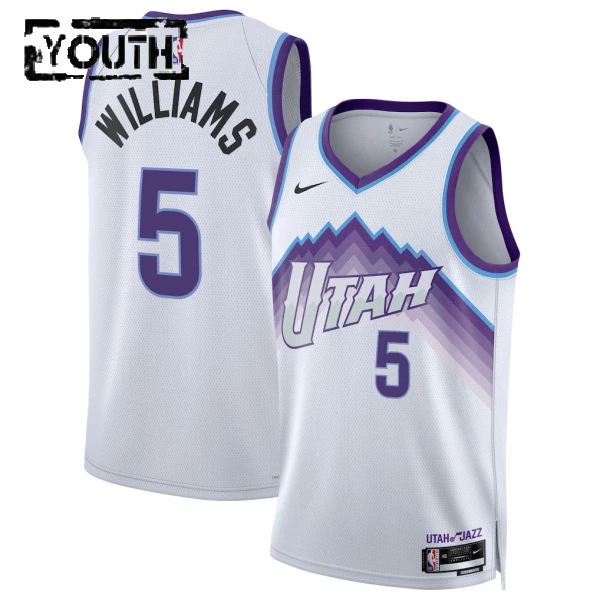 Camiseta Utah Jazz Cody Williams Association Edition 2025-26 Blanco Swingman para Niño