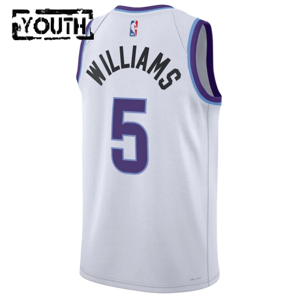 Camiseta Utah Jazz Cody Williams Association Edition 2025-26 Blanco Swingman para Niño