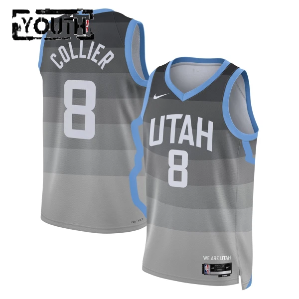 Camiseta Utah Jazz Isaiah Collier City Edition 2025-26 Gris Swingman para Niño