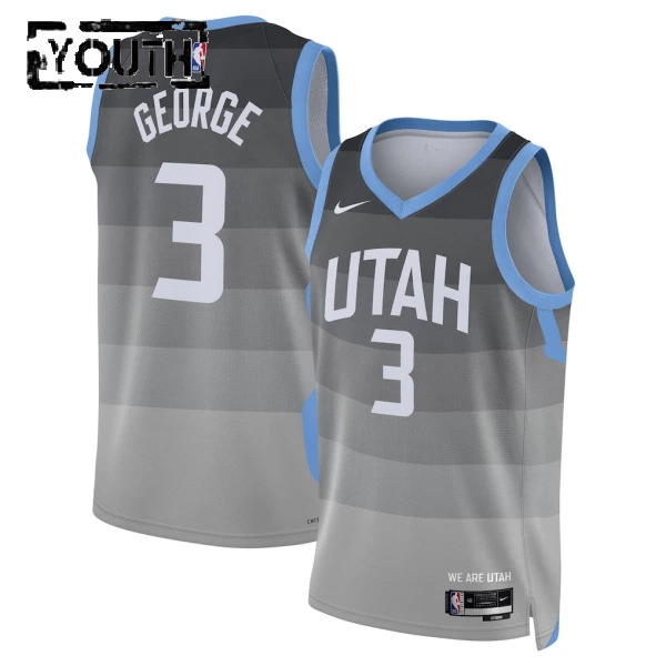 Camiseta Utah Jazz Keyonte George City Edition 2025-26 Gris Swingman para Niño