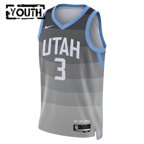 Camiseta Utah Jazz Keyonte George City Edition 2025-26 Gris Swingman para Niño