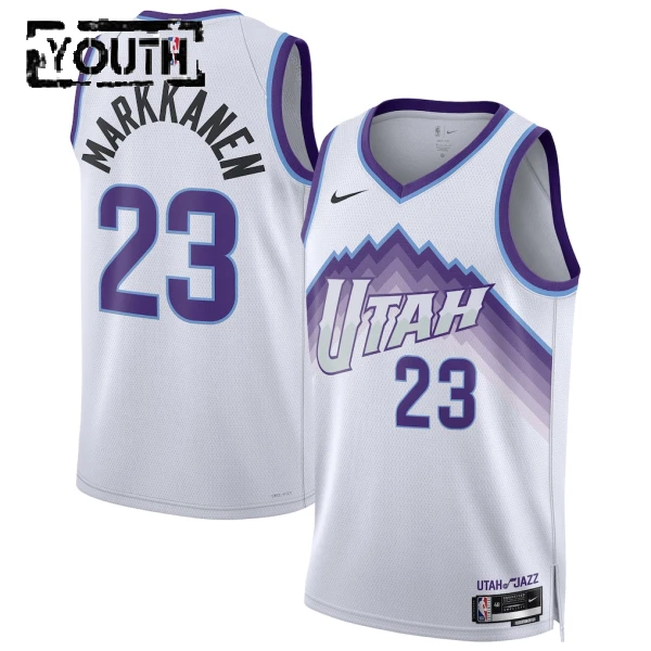 Camiseta Utah Jazz Lauri Markkanen Association Edition 2025-26 Blanco Swingman para Niño