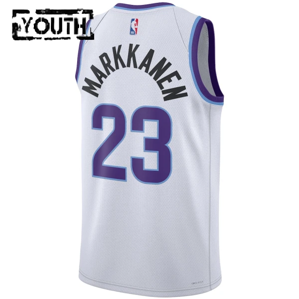 Camiseta Utah Jazz Lauri Markkanen Association Edition 2025-26 Blanco Swingman para Niño
