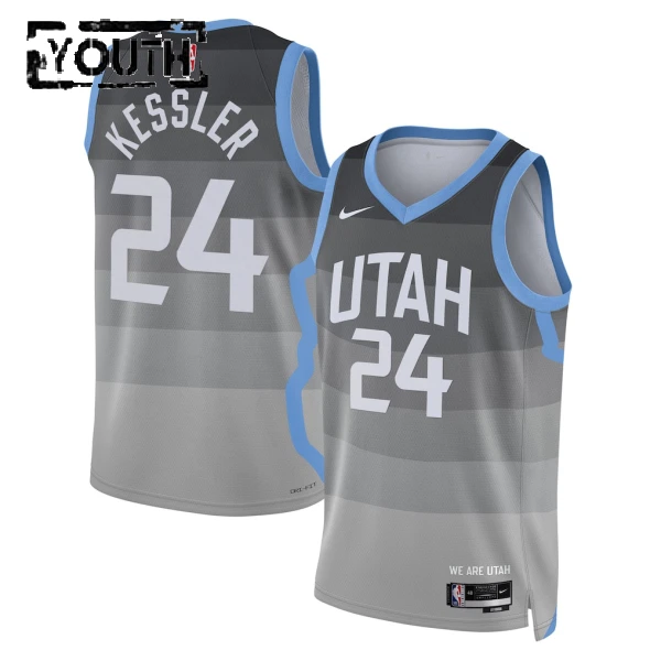 Camiseta Utah Jazz Walker Kessler City Edition 2025-26 Gris Swingman para Niño