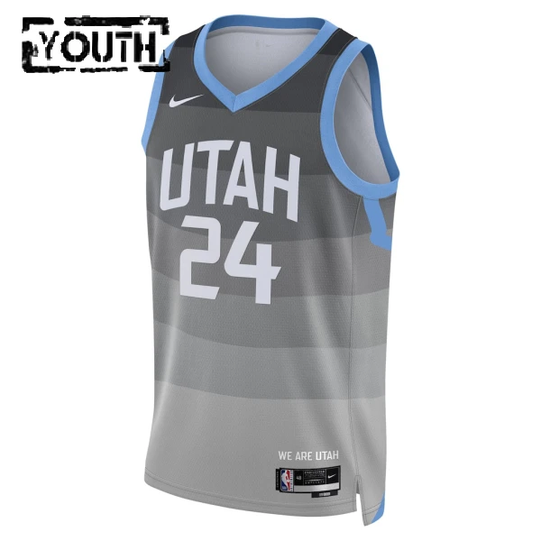 Camiseta Utah Jazz Walker Kessler City Edition 2025-26 Gris Swingman para Niño