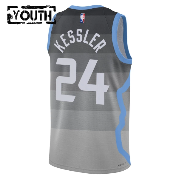 Camiseta Utah Jazz Walker Kessler City Edition 2025-26 Gris Swingman para Niño