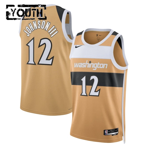 Camiseta Washington Wizards Tre Johnson III City Edition 2025-26 Oro Swingman para Niño