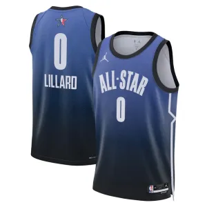 Camiseta Damian Lillard 0 All Star 2023 Azul Swingman para Hombre