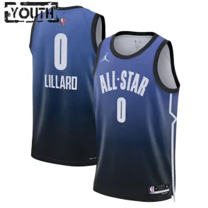 Camiseta Damian Lillard 0 All Star 2023 Azul Swingman para Niño