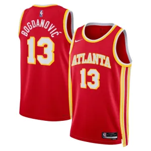 Camiseta Atlanta Hawks Bogdan Bogdanovic 13 Icon Edition Rojo Swingman para Hombre