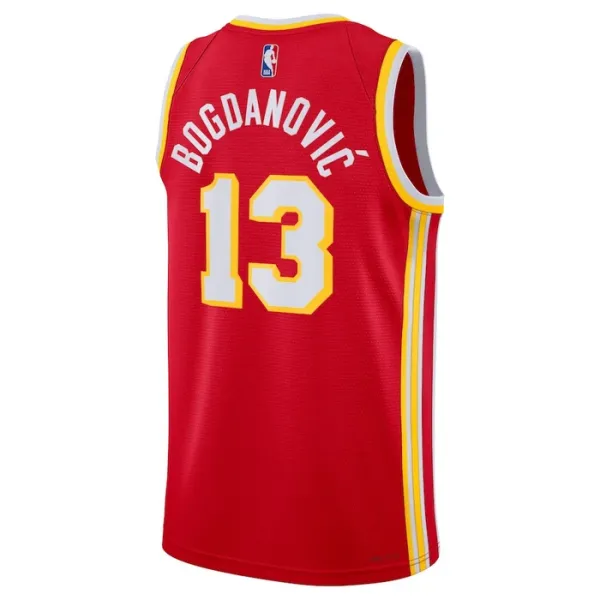 Camiseta Atlanta Hawks Bogdan Bogdanovic 13 Icon Edition Rojo Swingman para Hombre