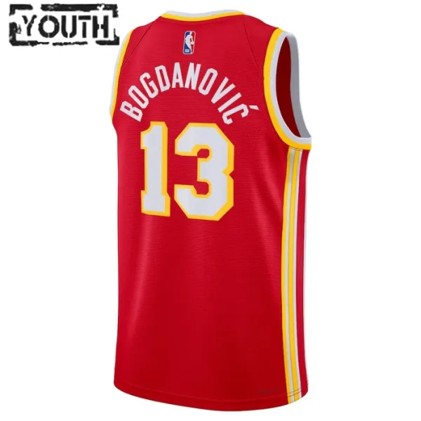 Camiseta Atlanta Hawks Bogdan Bogdanovic 13 Icon Edition Rojo Swingman para Niño