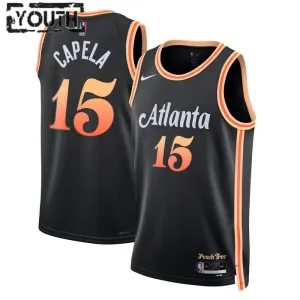 Camiseta Atlanta Hawks Clint Capela 15 City Edition 2022-23 Negro Swingman para Niño