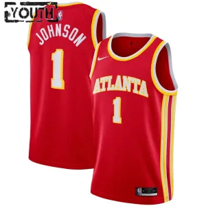 Camiseta Atlanta Hawks Jalen Johnson 1 Icon Edition Rojo Swingman para Niño