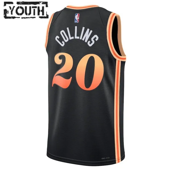 Camiseta Atlanta Hawks John Collins 20 City Edition 2022-23 Negro Swingman para Niño