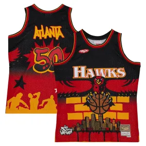 Camiseta Atlanta Hawks Mitchell Ness x Tats Cru Edition Hardwood Classics 2023-24 Negro Swingman para Hombre