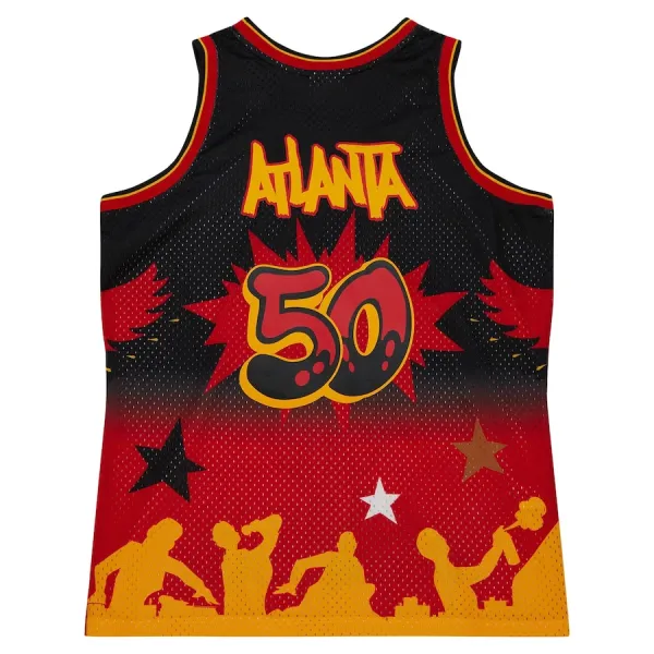 Camiseta Atlanta Hawks Mitchell Ness x Tats Cru Edition Hardwood Classics 2023-24 Negro Swingman para Hombre