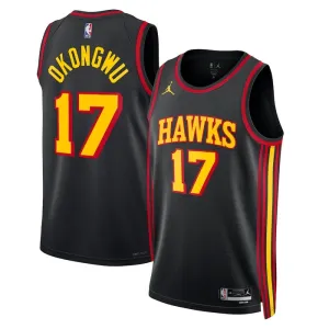Camiseta Atlanta Hawks Onyeka Okongwu 17 Statement Edition Negro Swingman para Hombre