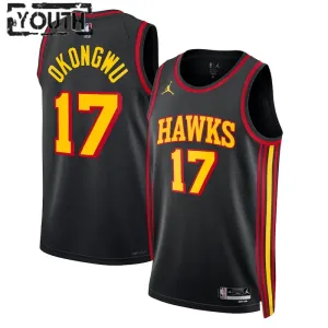 Camiseta Atlanta Hawks Onyeka Okongwu 17 Statement Edition Negro Swingman para Niño