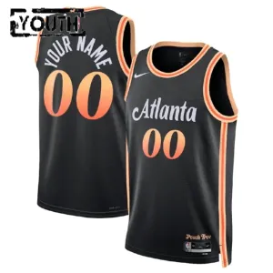 Camiseta Atlanta Hawks Personalizada City Edition 2022-23 Negro Swingman para Niño