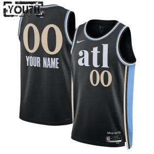 Camiseta Atlanta Hawks Personalizada City Edition 2023-24 Negro Swingman para Niño