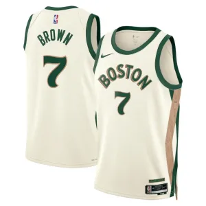 Camiseta Boston Celtics Jaylen Brown 7 City Edition 2023-24 Blanco Swingman para Hombre