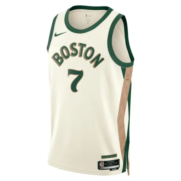 Camiseta Boston Celtics Jaylen Brown 7 City Edition 2023-24 Blanco Swingman para Hombre
