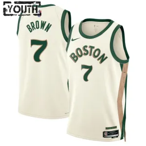 Camiseta Boston Celtics Jaylen Brown 7 City Edition 2023-24 Blanco Swingman para Niño