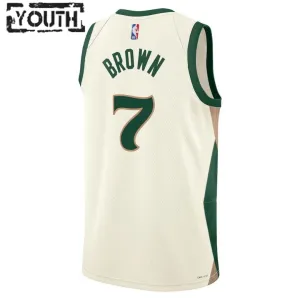 Camiseta Boston Celtics Jaylen Brown 7 City Edition 2023-24 Blanco Swingman para Niño
