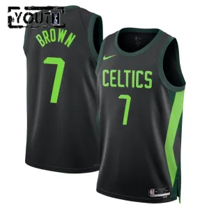 Camiseta Boston Celtics Jaylen Brown City Edition 2024-25 Negro Swingman para Niño