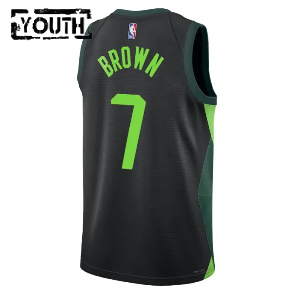 Camiseta Boston Celtics Jaylen Brown City Edition 2024-25 Negro Swingman para Niño
